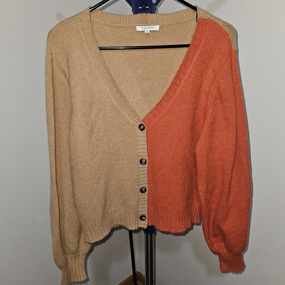 Colorblock Button-Up Women's Sweater